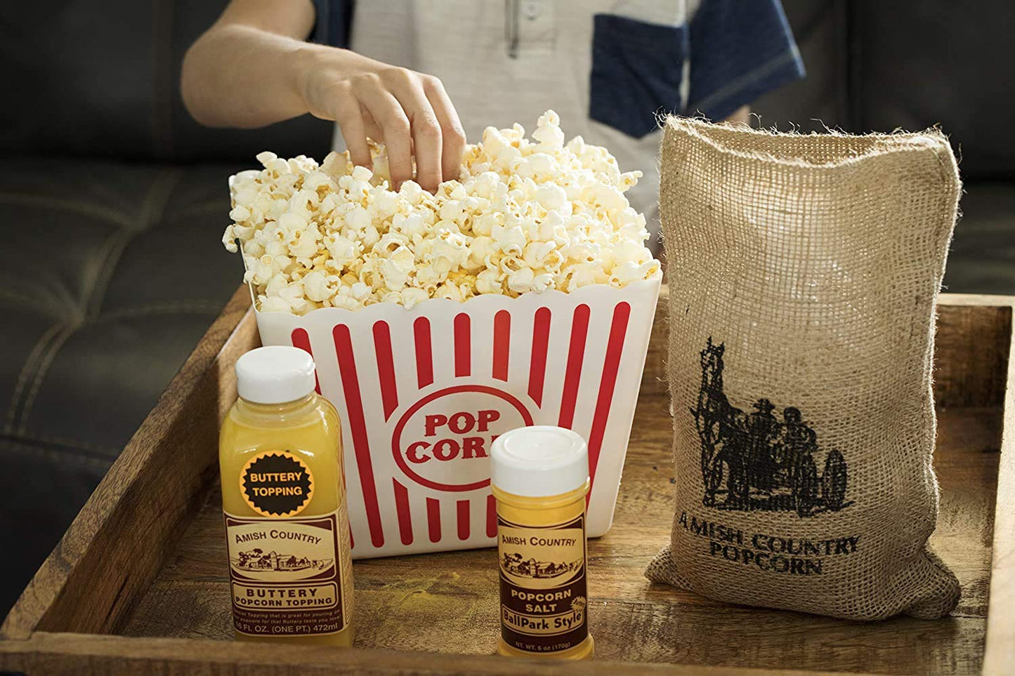 Amish Country Popcorn | 3-2 lb Bags | 6 lb Burlap Variety Set | Medium White - Medium Yellow - Rainbow Popcorn Kernels | Old Fas