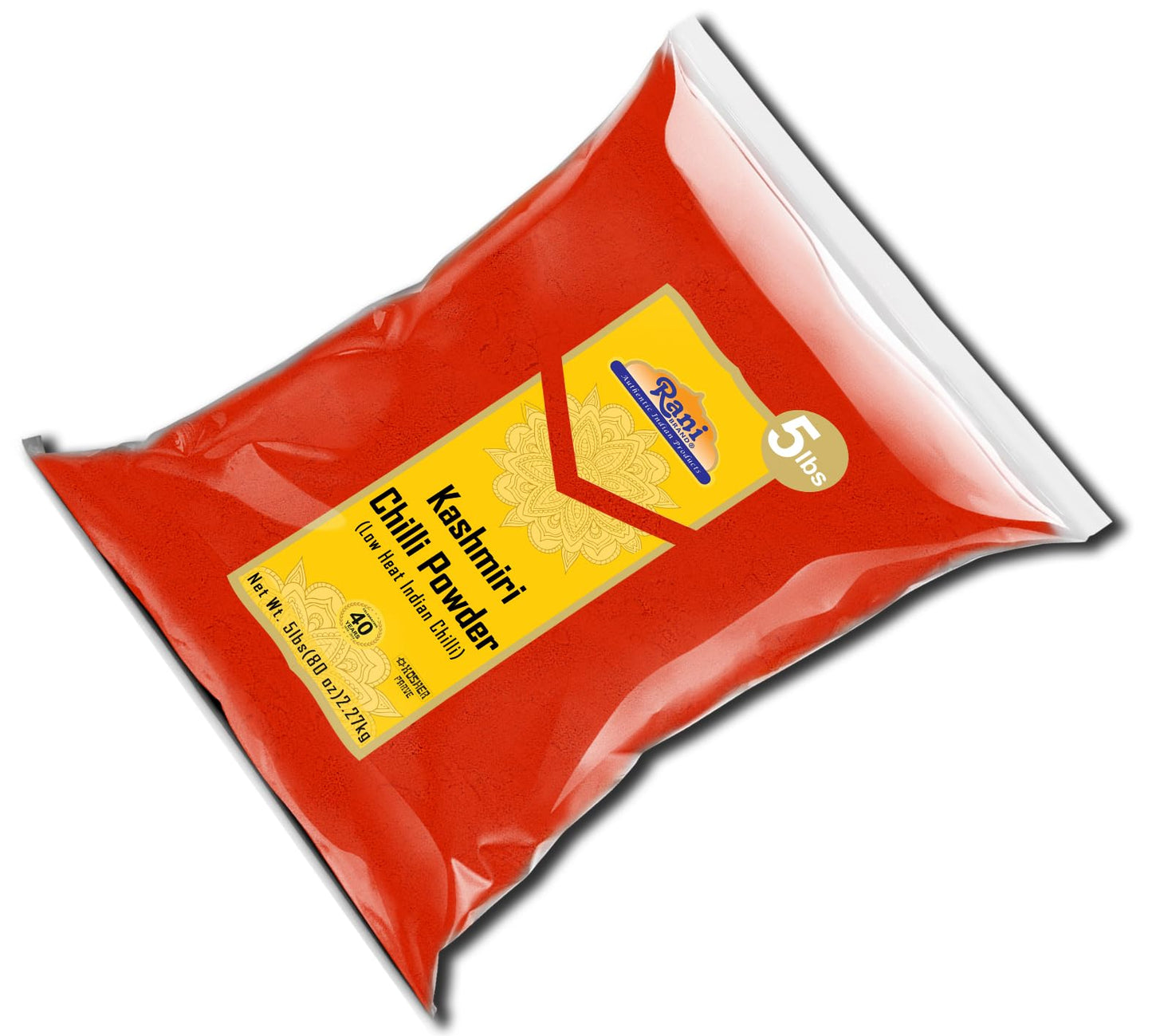 Rani Kashmiri Chilli Powder (Deggi Mirch,Low Heat) Ground Indian Spice 80Oz (5Lbs) 2.27Kg ~ All Natural | Salt-Free | Kosher | Vegan | Gluten Friendly | Perfect For Deviled Eggs & Other Low Heat Dishes
