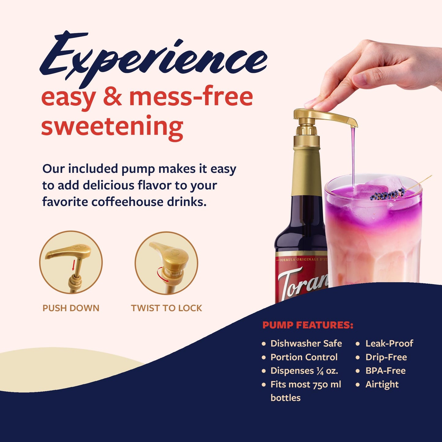 Torani Coffee Syrup, Lavender Flavored Syrup For Drinks, Pump Included, 25.4 Fl Oz