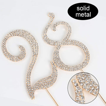 Lingpar 28 Years Birthday Cake Topper - New Best Crystal Rhinestone 28Th Wedding Anniversary Or 28 Years Old Cake Topper Party D