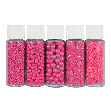 Confect Sprinkles for Cakes & Cupcakes Decoration | Assorted Pack of 5 Crimson Pearl sprinkles | Pink Sprinkles | Bithday Sprink