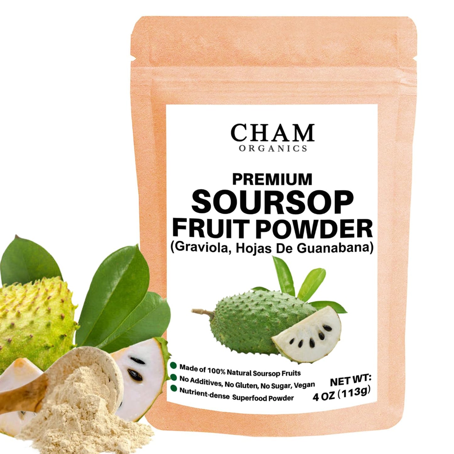 Top-Grade Soursop Guanabana Fruit Powder Nutrient-Rich Fresh Superfood Powder For Juice Drink Ice-Cream Yogurt Gluten Free No Sugar Added Vegan 100% Natural And Real - 4Oz (Pack Of 1)