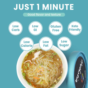 Hethstia Konjac Noodles Instant Miso Soup Cup - 6 Pack Low Carb Shirataki Angel Hair Pasta, Gluten-Free Shirataki Noodle Asian R