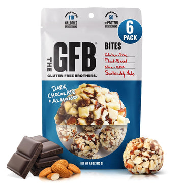The Gfb Dark Chocolate Almond Protein Bites - Gluten Free, Plant Based, Non Gmo, Sustainably Made - Ridiculously Tasty, Healthy,