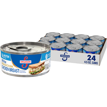 Swanson White Premium Chunk Canned Chicken Breast in Water, Fully Cooked Chicken, 4.5 OZ Can (Case of 24)