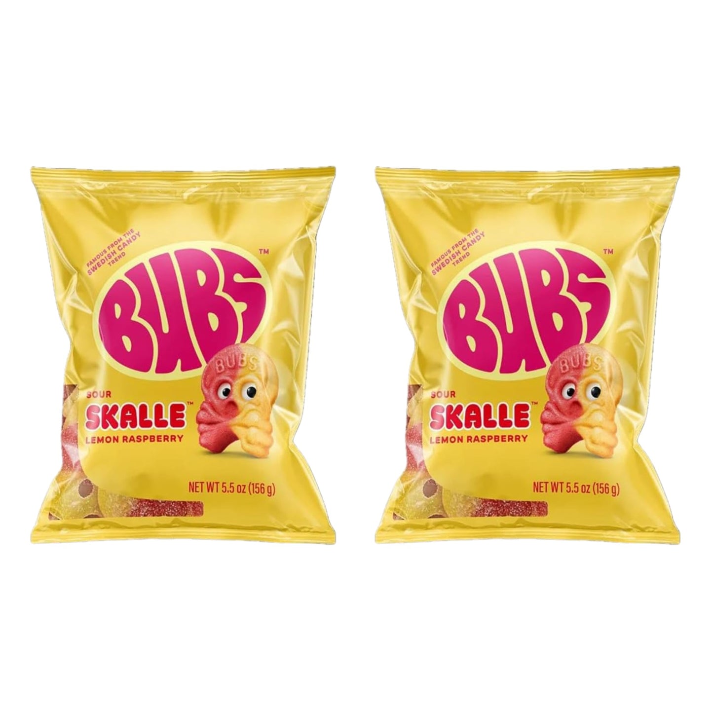 Bubs Sour Skalle Lemon & Raspberry Gummy Candy - Diamond Soft And Chewy Vegan Gummies - Fruity Gummy Candy - Perfect For Sharing And Snacking - (2 Pack 5.5 Oz Each)