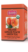 Brew La La Organic Green Tea - Ginger Peach Flavor - 50 Tea Bags - Low Caffeine - USDA Organic - Non-GMO - Gluten Free