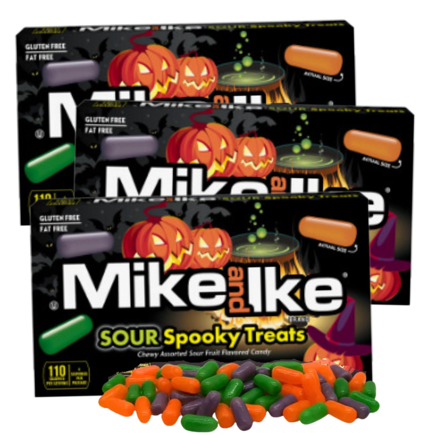 Mike And Ike Halloween Sour Spooky Treats, Assorted Fruit Flavored Candy, Theater Boxes, 4.25 Ounces (Pack Of 3)