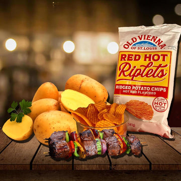 Old Vienna Of St. Louis Red Hot Riplets Ridged Potato Chips 9Oz Bags (4 Pack) By Tranadaco