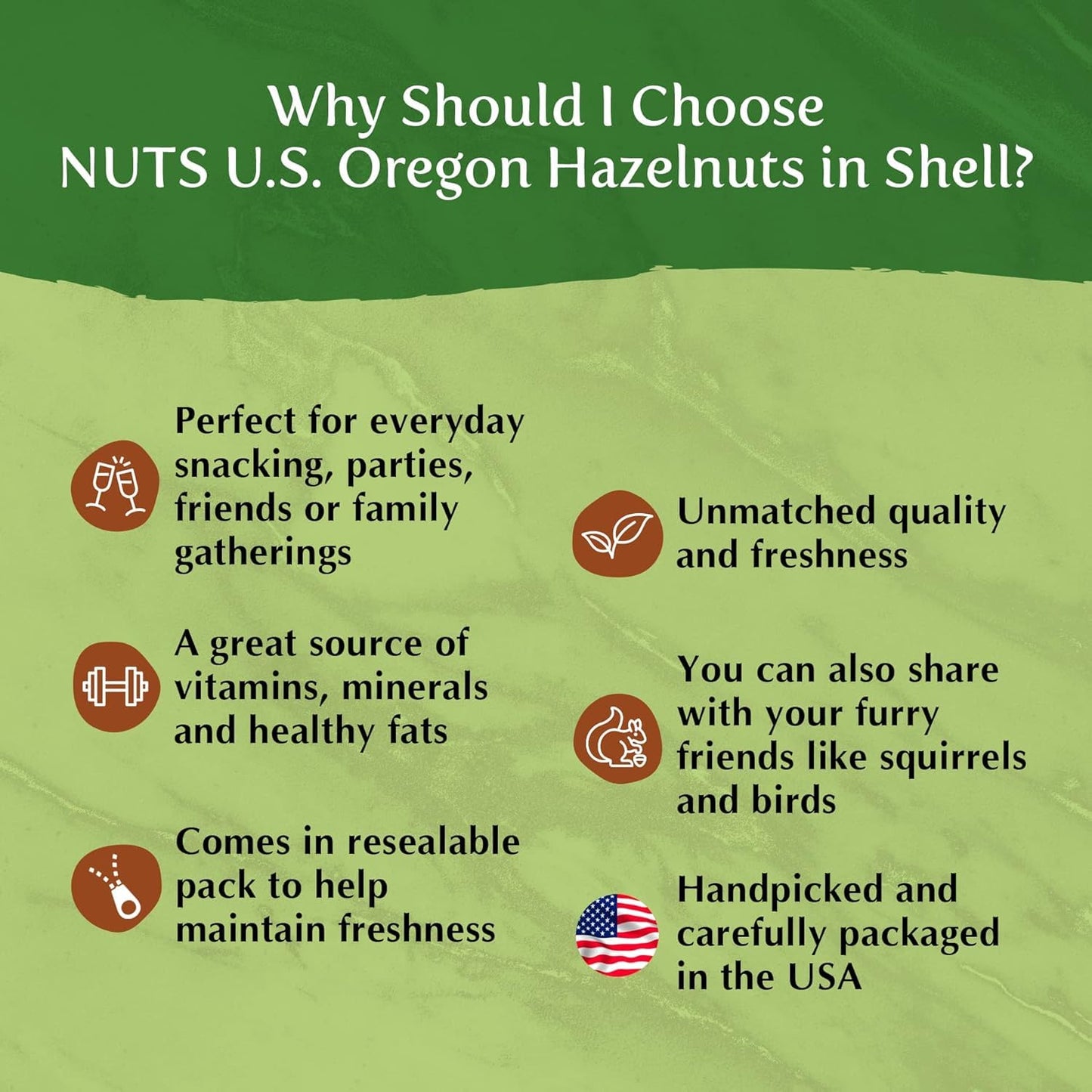 NUTS U.S. Oregon Hazelnuts In Shell - Whole, Raw, Unsalted, Non-GMO, 12 LB Box