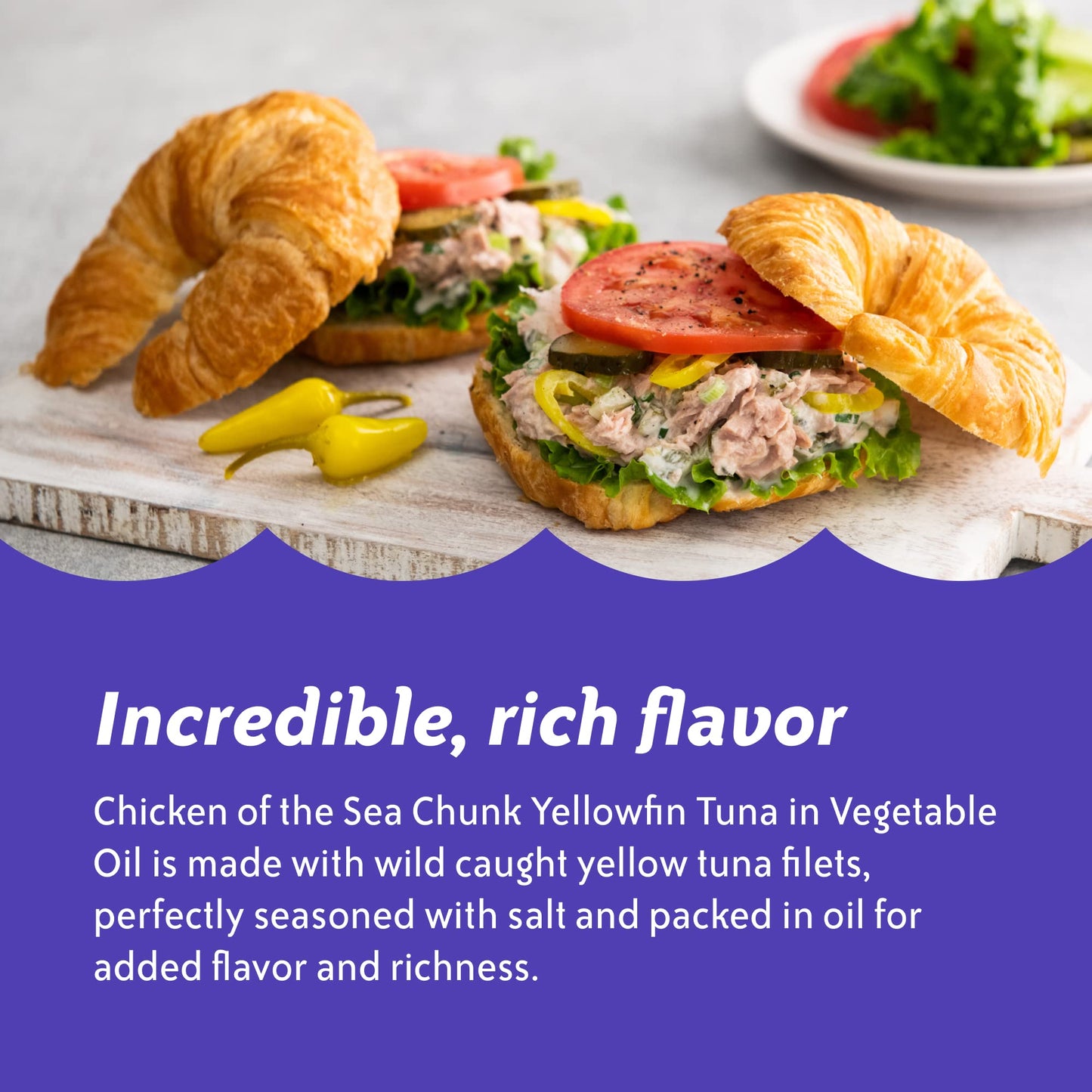 Chicken Of The Sea Chunk Yellowfin Tuna In Vegetable Oil, 5 Ounce Cans (Pack Of 12), Wild Caught Canned Tuna