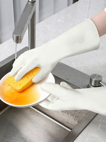 Cleanbear Cleaning Gloves Latex Free Rubber Gloves Reusable Lightweight And Durable Set Of 3 With 2 Pairs Of Gray Gloves And 1 P