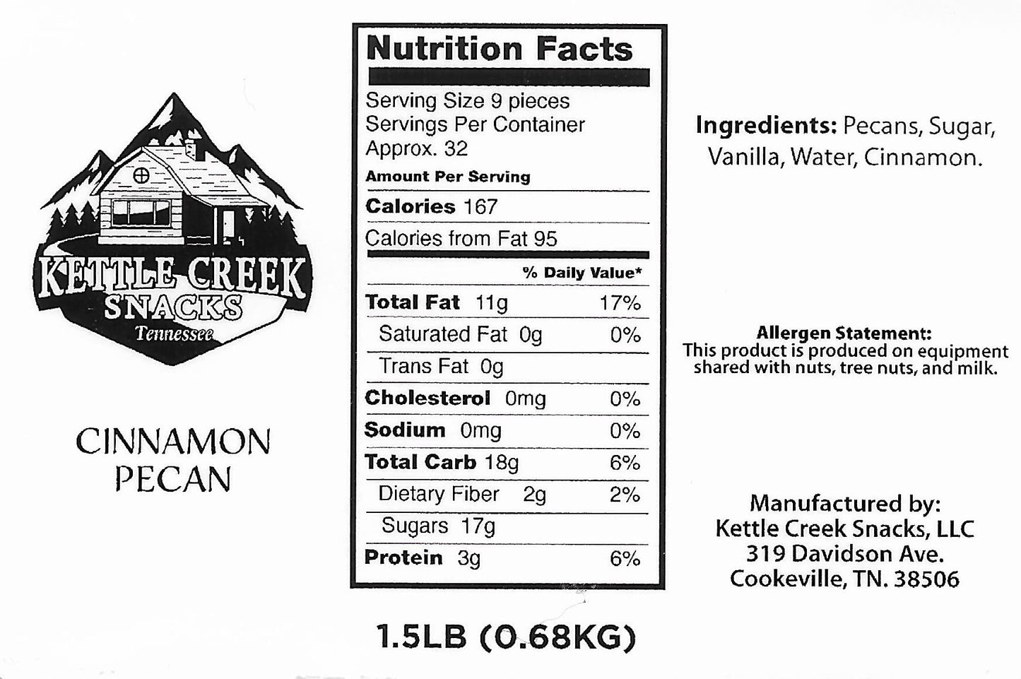 Kettle Creek Snacks Nut Combo - Cinnamon Almonds & Pecans - 24 Ounces - Individually Sealed
