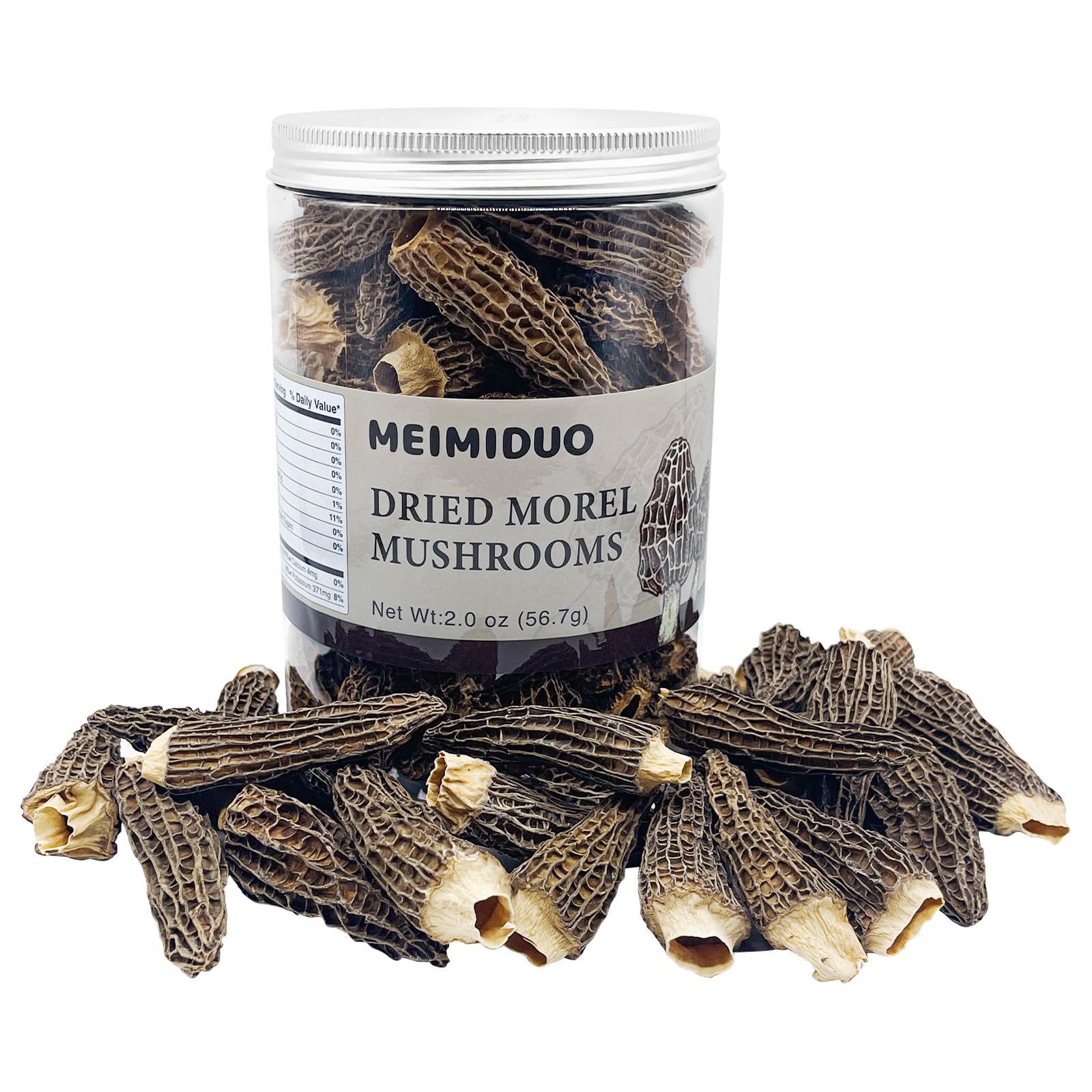 MEIMIDUO 2 Oz(56.7g) Grade AAA Dried Morel Mushrooms (Morchella Conica) for Cooking, Ketone Friendly, Gluten-Free, Fat-Free, Sug