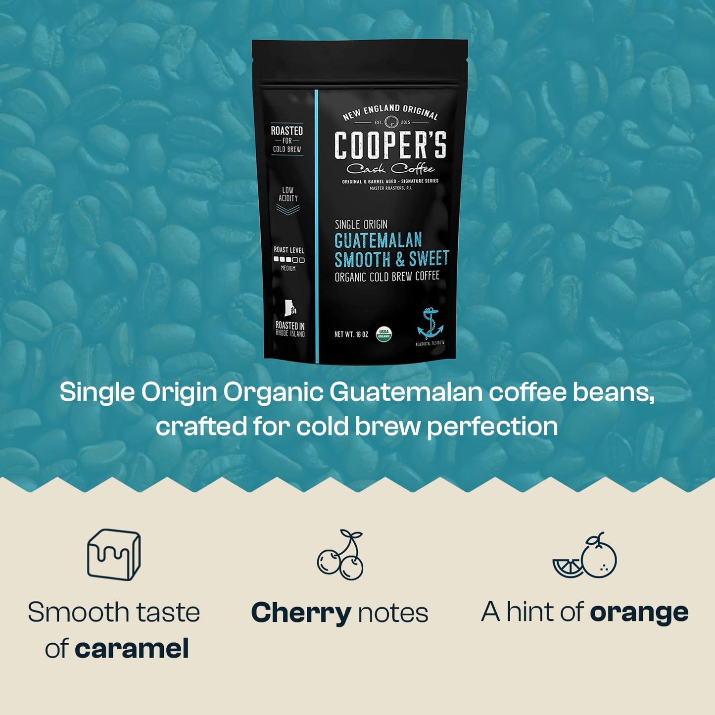 Guatemala Organic Cold Brew Coffee, Single Origin, Gourmet Beans, Tasting Notes Of Milk Chocolate, Creamy Caramel & A Hint Of Or