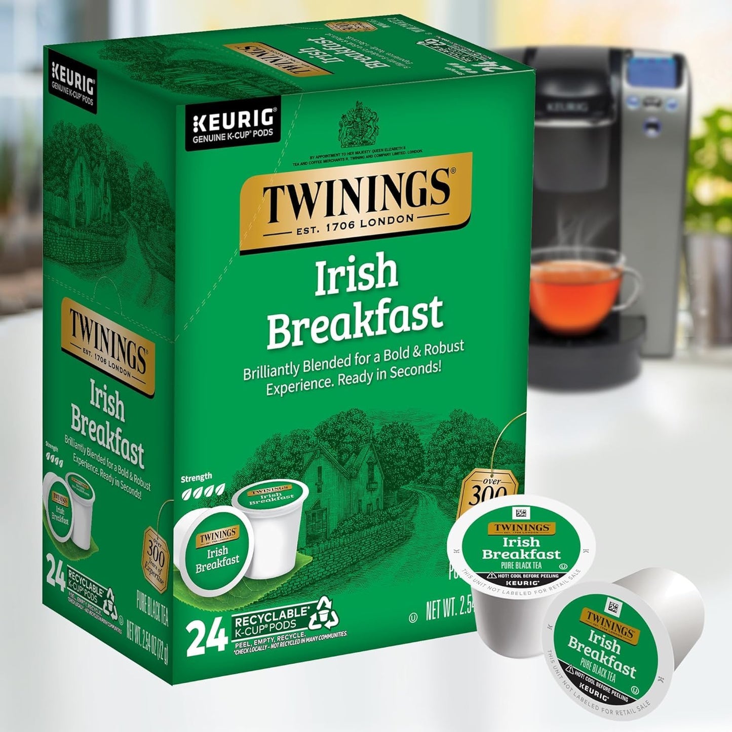 Twinings Irish Breakfast Tea K-Cup Pods For Keurig, Caffeinated Black Tea, Robust, Strong, Bold Flavour, 24 Count (Pack Of 2), Enjoy Hot Or Iced
