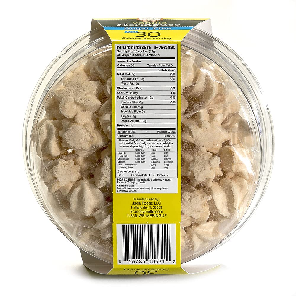 Krunchy Melts - Sugar Free Meringues - Vanilla Flavor - 2 Oz Tub