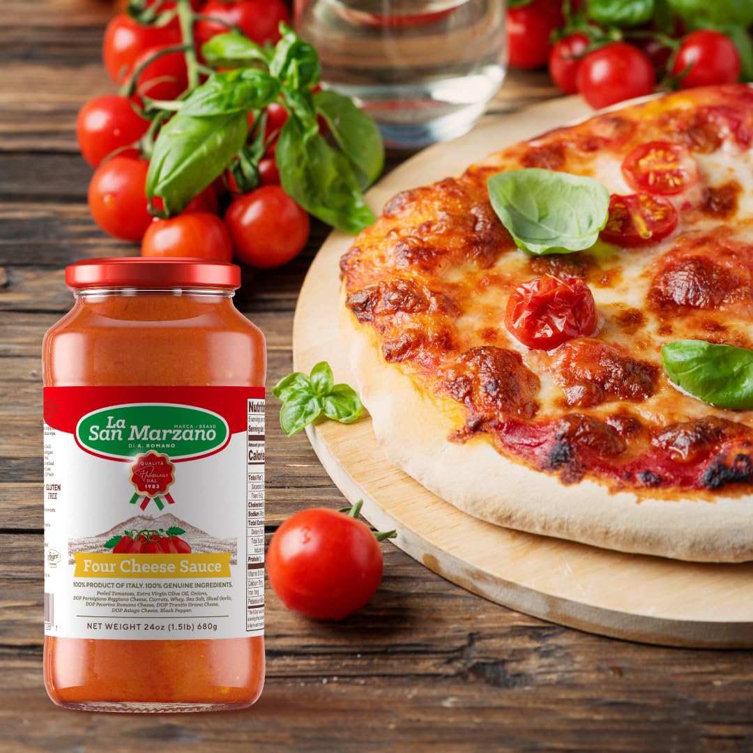 La San Marzano Four Cheese Pasta Sauce, 24 oz, All Natural, Gluten Free, Non-GMO