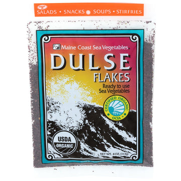 Maine Coast Sea Vegetables Organic Dulse Flakes | Seaweed Snacks | Rich in Iodine, Protein & Minerals | Harvested from North Atl