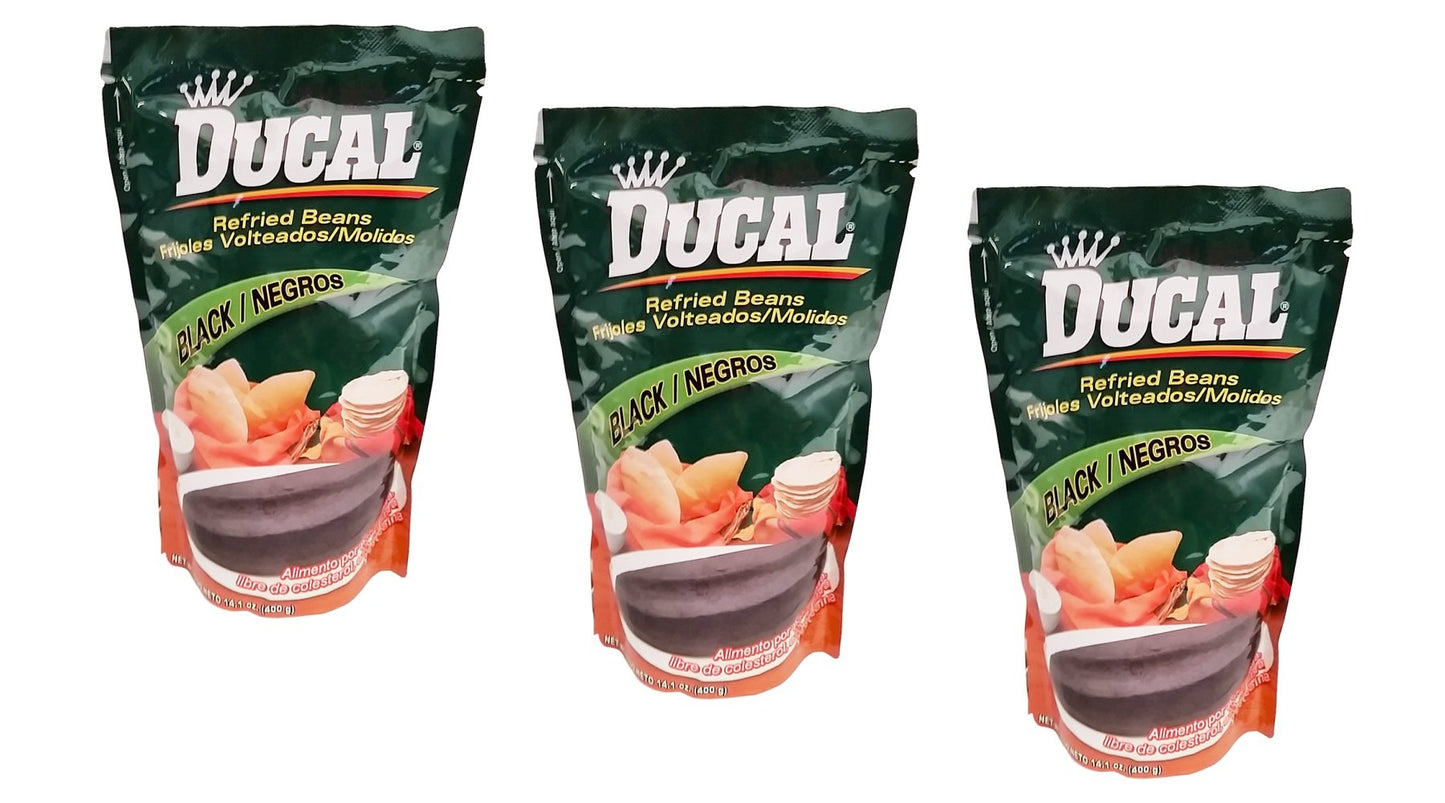 Ducal Refried Black Beans 14.1Oz / 400Grs Frijoles Negros Volteados (3 Pack)