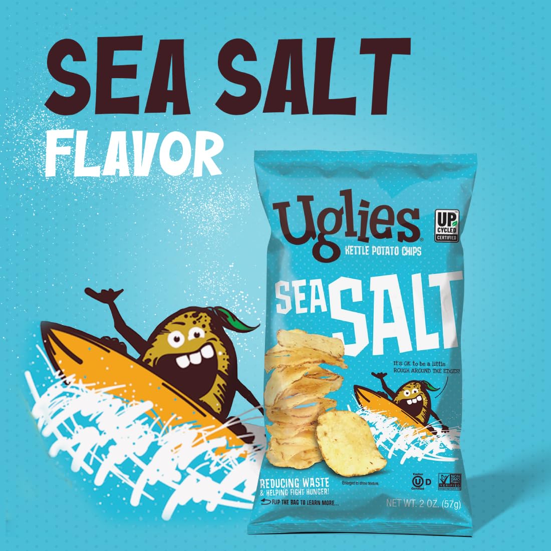 Uglies Kettle-Cooked Potato Chips, Gluten-Free, Non-GMO, Sea Salt, 6 Oz. (Pack of 12)