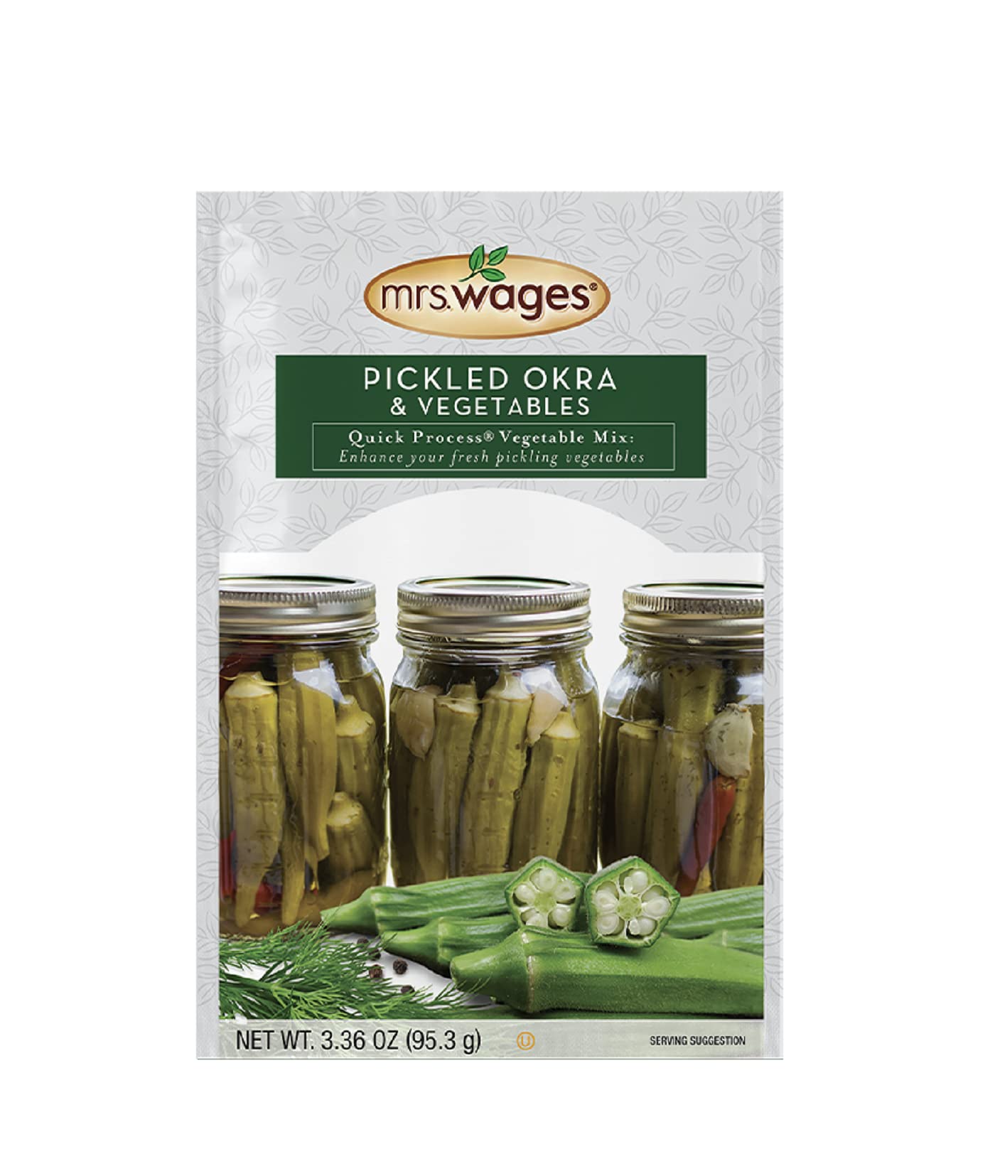 Mrs. Wages Pickled Okra and Vegetables Quick Process Mix, Pack of 12, 3.36 oz Each, Easy to Use, Great Flavor