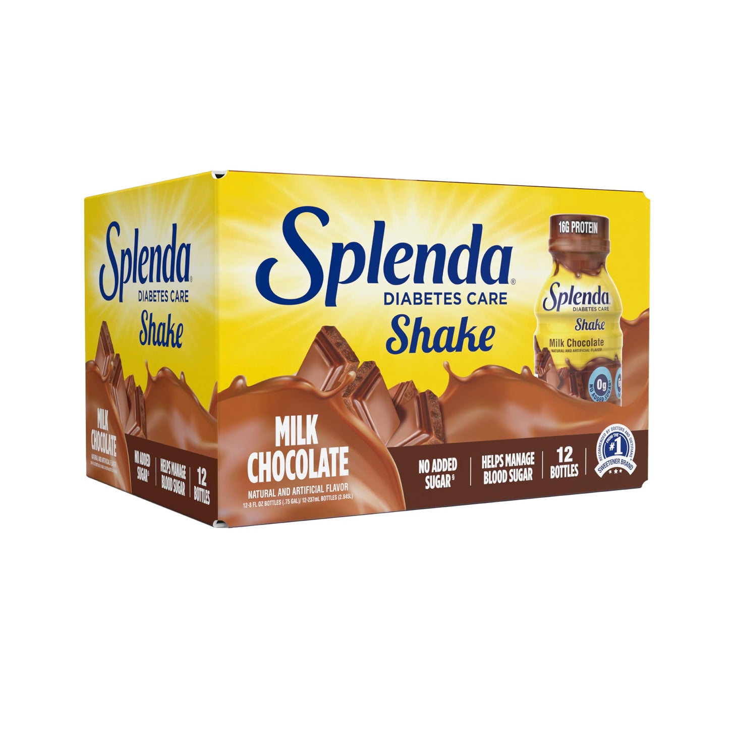 SPLENDA Diabetes Care Shakes - Meal Replacement, Milk Chocolate Flavor, 8 Fl Oz (Pack of 12)