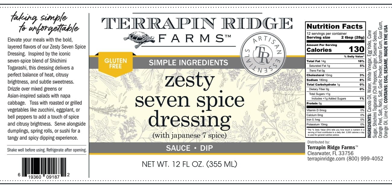 Terrapin Ridge Farms Zesty Seven Spice Dressing - 12 Fl Oz Bottle