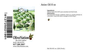 Olivenation Anise Oil, Food Grade Star Anise Essential Oil For Cooking Or Flavoring - 8 Ounces