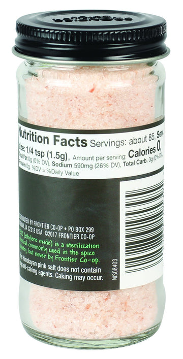 Frontier Co-op Fine Ground Himalayan Pink Salt, 4.48 Ounce Bottle, Hand-Mined, Kosher, Non Irradiated, Non ETO
