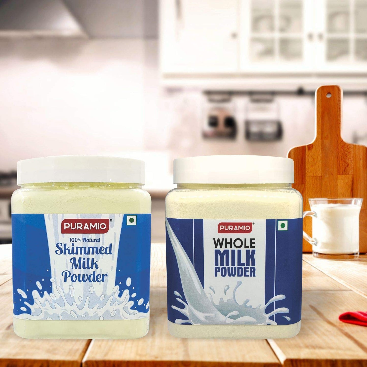 Puramio Combo Pack of Skimmed Milk Powder, (700g) & Whole Milk Powder, (600g)