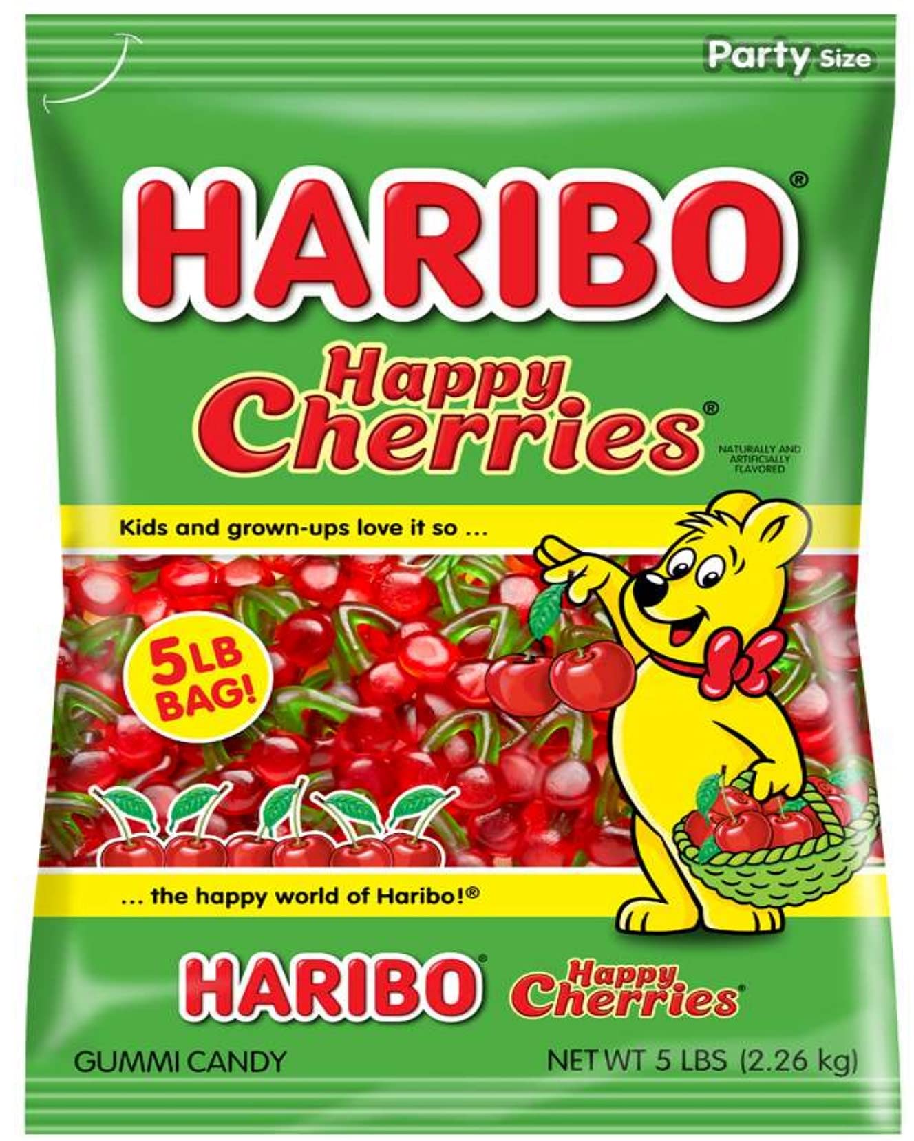 Haribo Gummi Candy, Happy Cherries, 5- Pound Bag