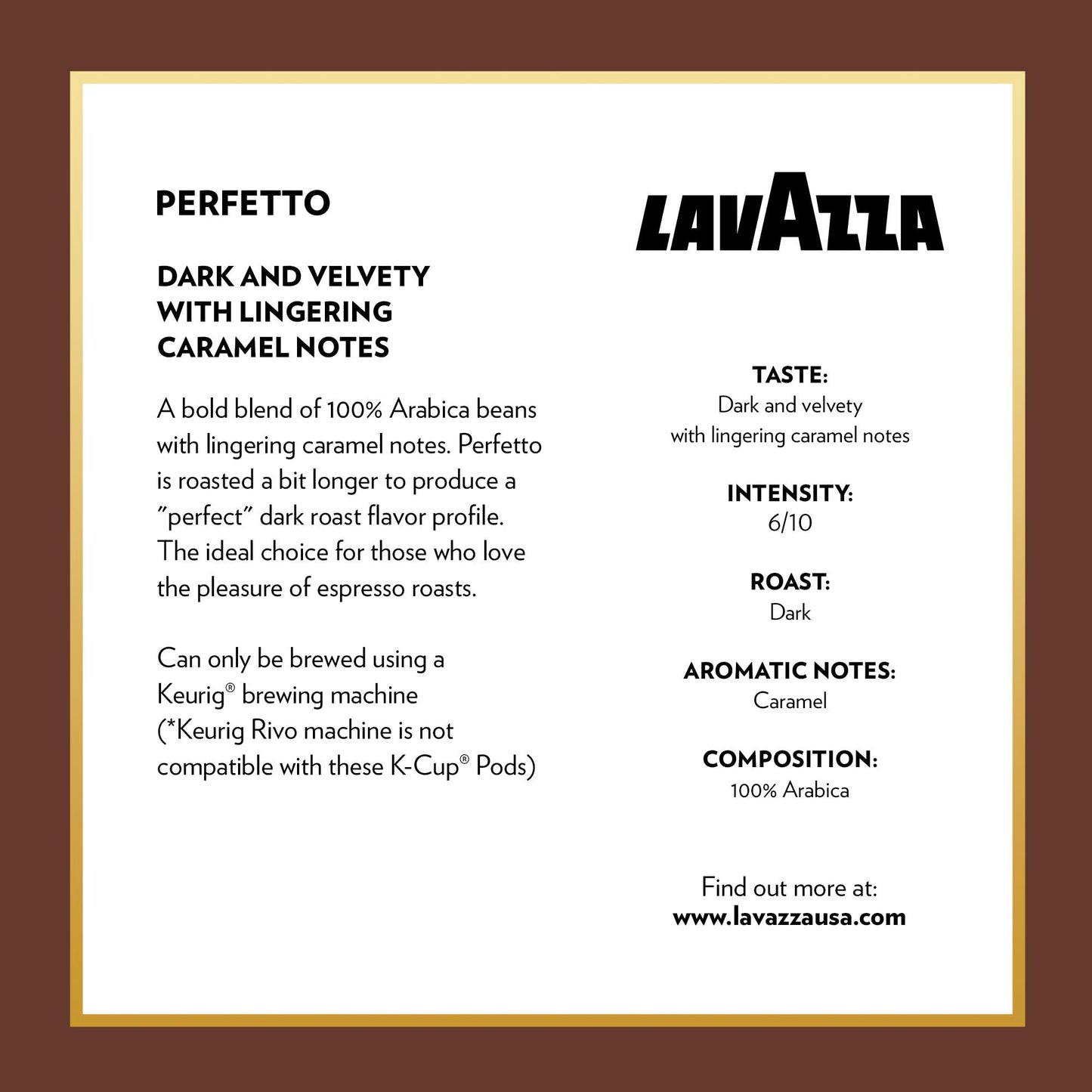 Lavazza Perfetto Coffee K-Cups for Keurig Brewer, 40 Count, Rich Coffee Flavor, Convenient Single-Serve Pods