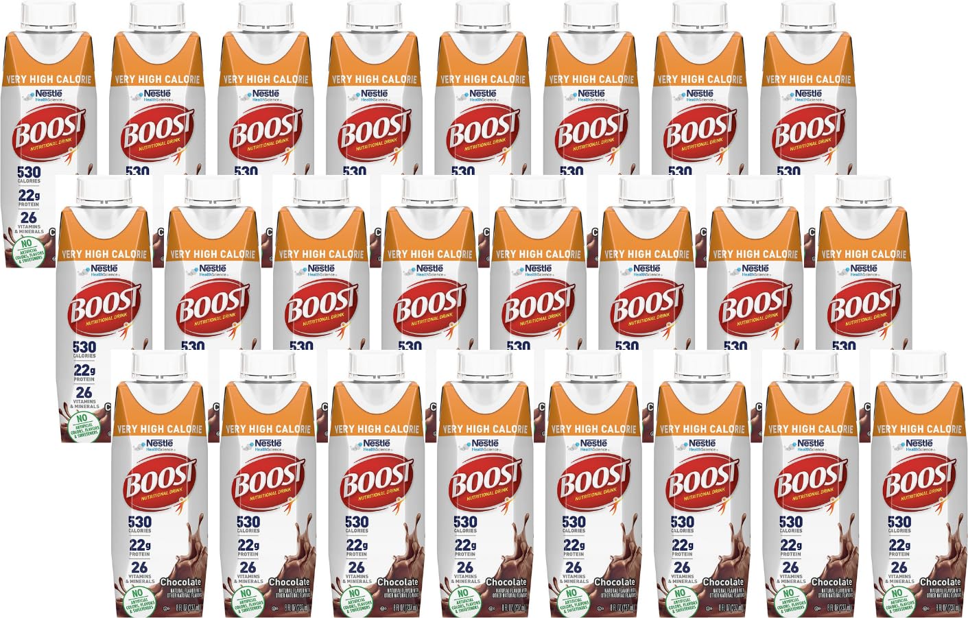 BOOST Very High Calorie Nutritional Drink, Very Vanilla, 8 FL OZ (Pack of 24)