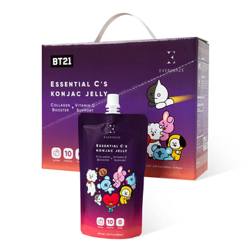 EVERYDAZE BT21 Essential Cs Konjac Jelly | Lychee | Vegan Collagen Peptides and Vitamin C | Gluten Free, Sugar Free, Low Calorie