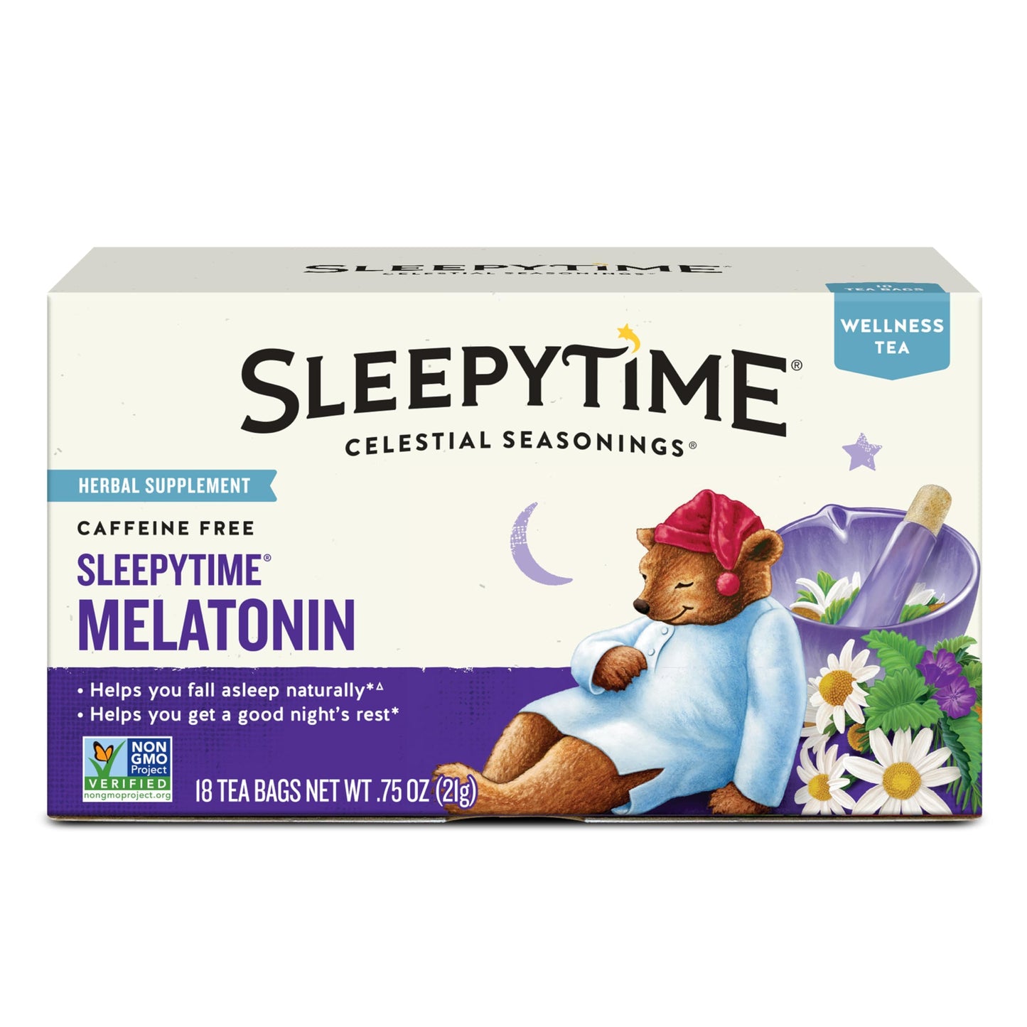 Celestial Seasonings Sleepytime Melatonin Wellness Tea Energy Blend Free 18 Bags (Pack Of 6)