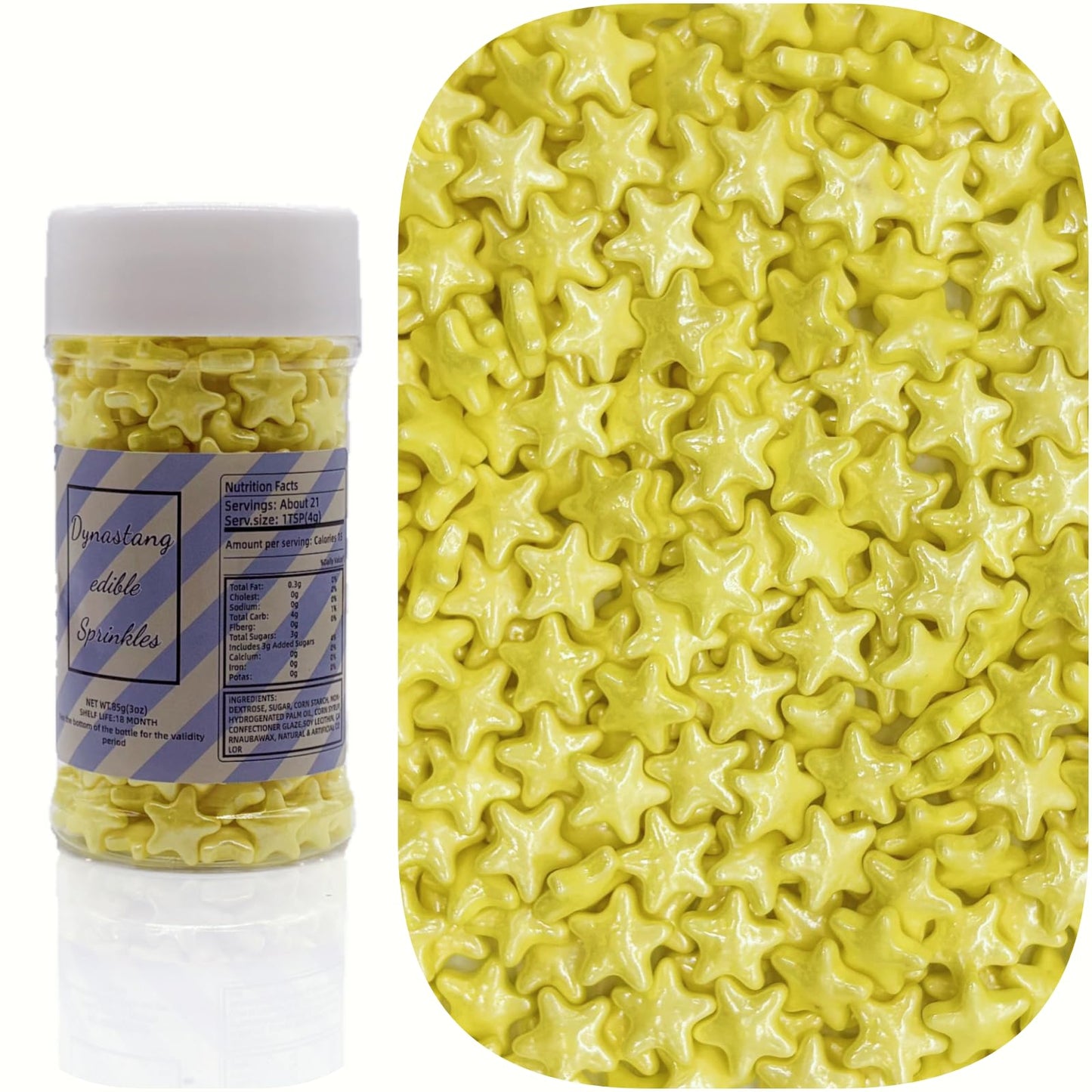 Dynastang 10mm Yellow Stars Sprinkles Edible Stars Cake Decorating Stars Cake Decorations Cupcake Toppers Cookie Decorating Perf