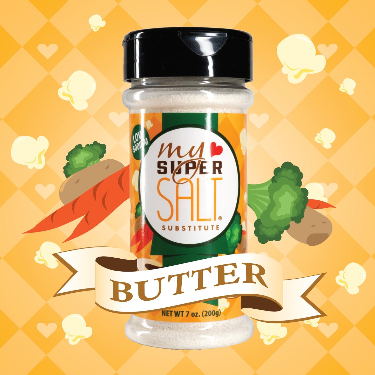 My Super Salt Butter - Functional Butter-Flavored Salt Substitute - 85% Less Sodium - Smart Nutrition + Comfort Food Flavor - 7