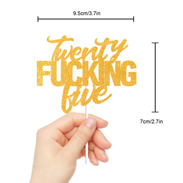 LINGBOOM Gold Glitter Cake Toppers for 25th Birthday - 25 Count Decorations