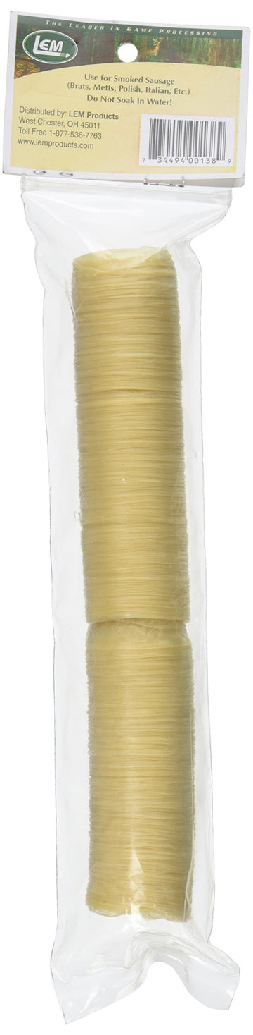 LEM Clear Smoked Collagen Casings, Edible Sausage Casings, 32mm, 2-Pack, Natural, Model 138B
