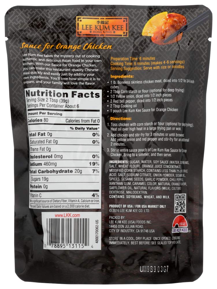 Lee Kum Kee Sauce for Orange Chicken, 8 Ounce (Pack of 4)