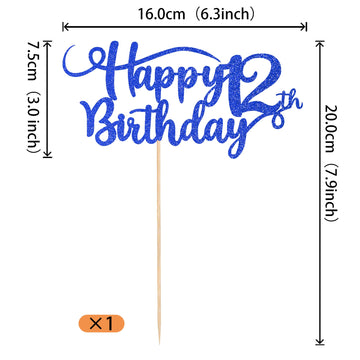Rssta i Happy 12th Birthday Cake Topper Glitter Number 12, Deep Blue, Paper, Model XM223