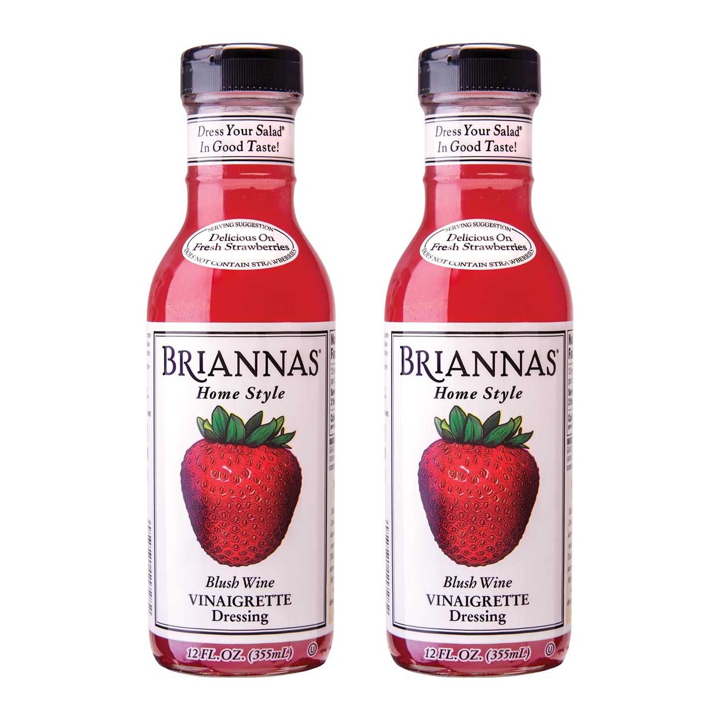 BRIANNAS Home Style Blush Wine Vinaigrette Dressing, Gluten Free, Kosher, Vegan, 12 oz. Bottles, Pack of 2