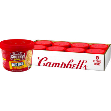 Campbell'S Chunky Soup, Old Bay Seasoned Clam Chowder, 15.25 Oz Microwavable Bowl (Case Of 8)