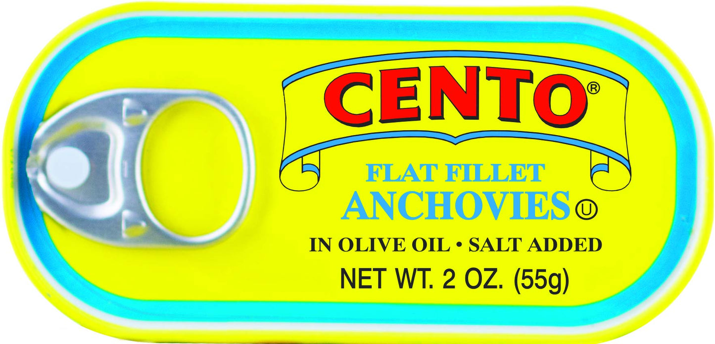Cento Flat Fillet Anchovies, 2 Ounce Tins (Pack of 25)