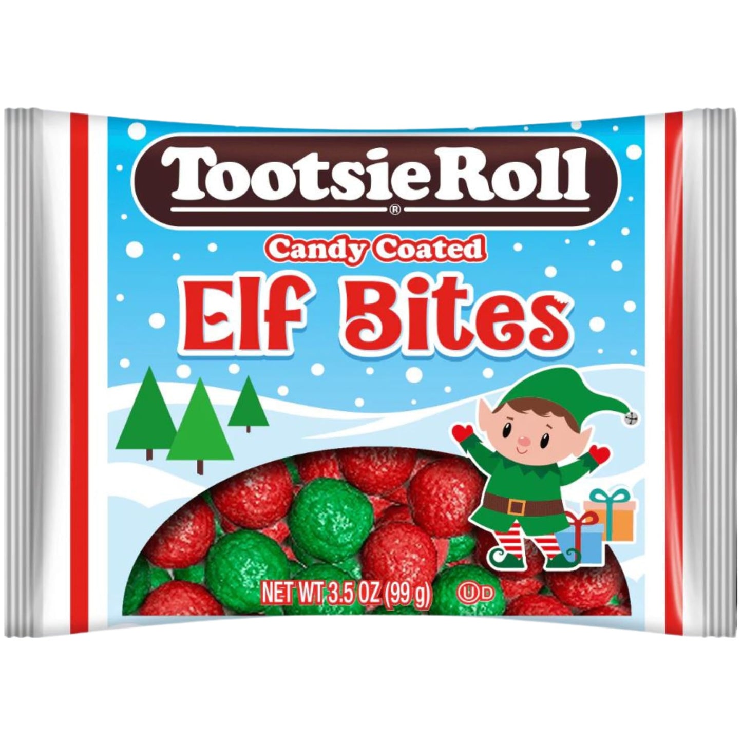 Needzo Christmas Candy Coated Elf Bites, Bulk Holiday Treats for Gift Baskets, Stocking Stuffers Adults and Kids, 3.5 ounces