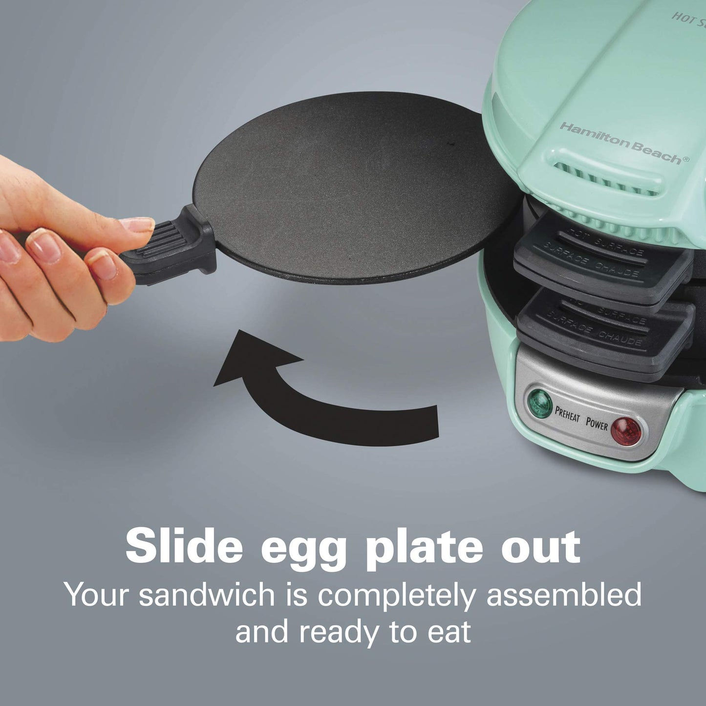 Hamilton Beach Breakfast Sandwich Maker With Egg Cooker Ring, Customize Ingredients, Perfect For English Muffins, Croissants, Mini Waffles, Perfect White Elephant Gifts, Mint (25482)