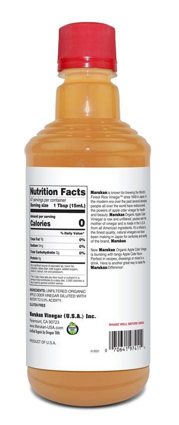 Marukan Organic Apple Cider Vinegar, 24 Ounce Pet Bottle (Pack Of 2)