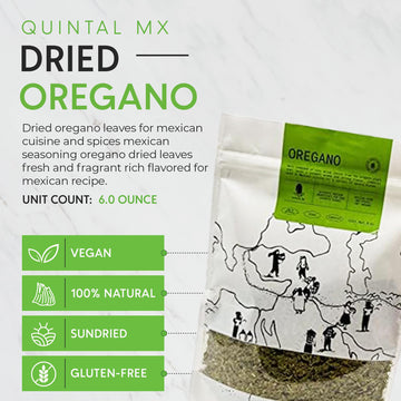 Quintal Mx Mexican Natural Oregano Leaves (6 Oz) - Dried Oregano Leaves For Mexican Cuisine & Spices - Mexican Seasoning Oregano