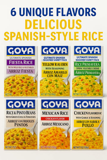 Goya Ultimate Spanish Variety Rice Pack - 6 Flavors: Chicken, Mexican, Fiesta, Yellow with Corn, Primavera, and Pinto Beans - 6